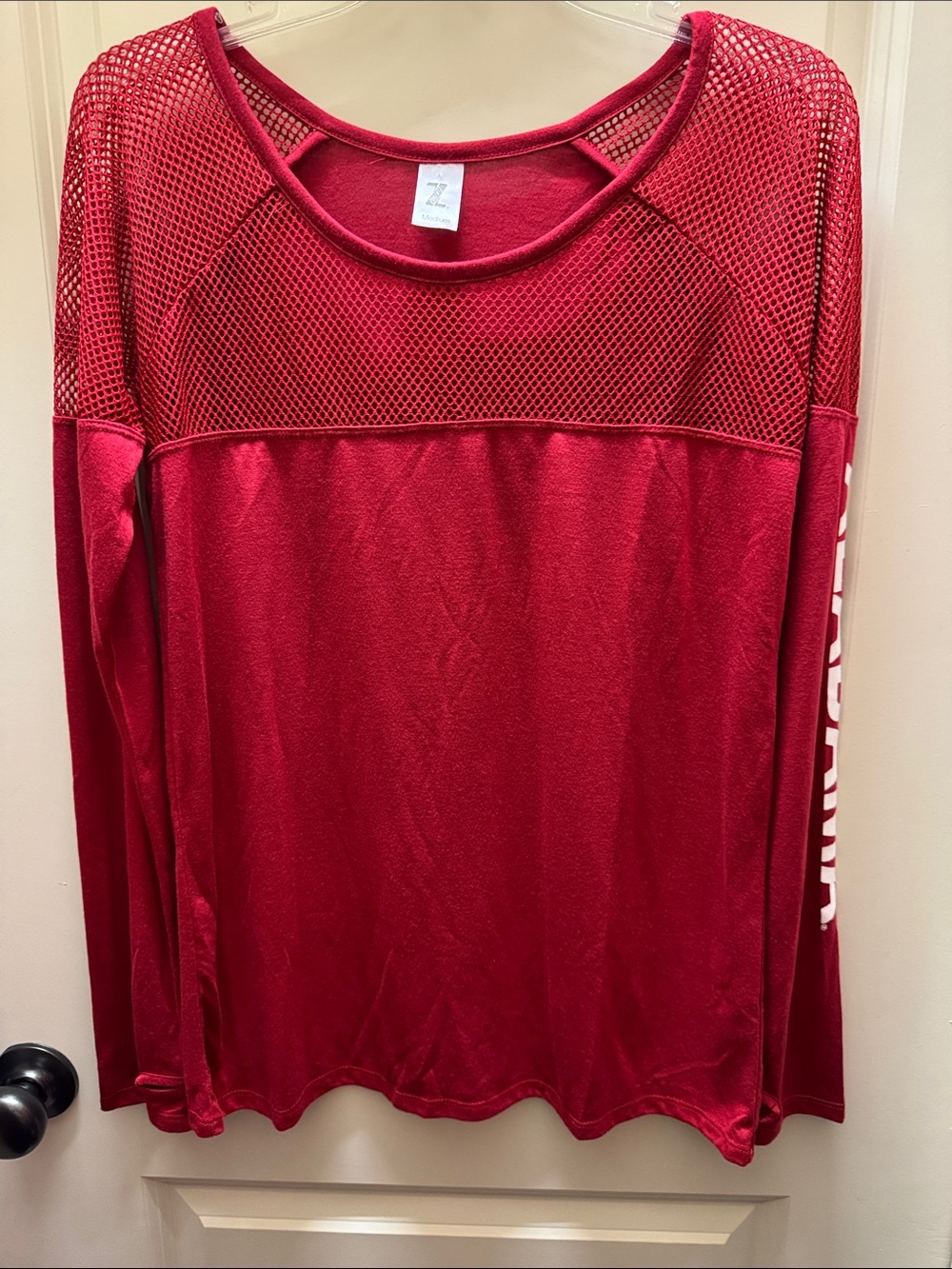 Women's Long-Sleeve Alabama Mesh Yoke Tee in Red